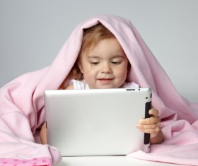 Baby and laptop Stock Photo 01