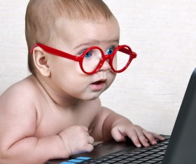 Baby and laptop Stock Photo 02