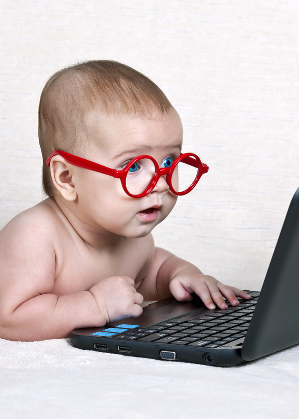 Baby and laptop Stock Photo 02