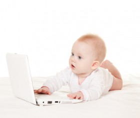 Baby and laptop Stock Photo 03