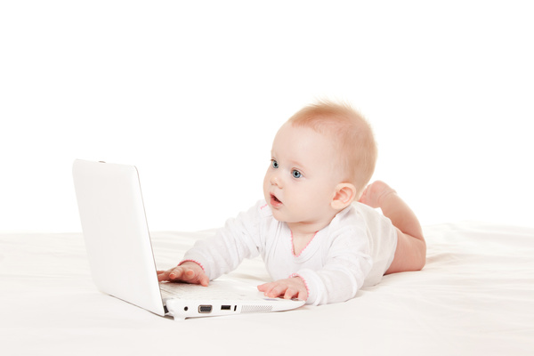 Baby and laptop Stock Photo 03