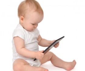 Baby and laptop Stock Photo 04