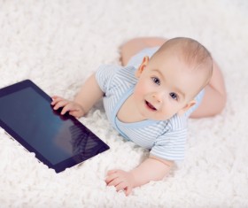 Baby and laptop Stock Photo 05