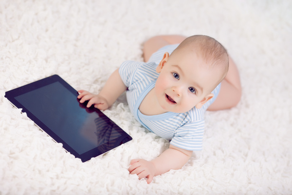 Baby and laptop Stock Photo 05