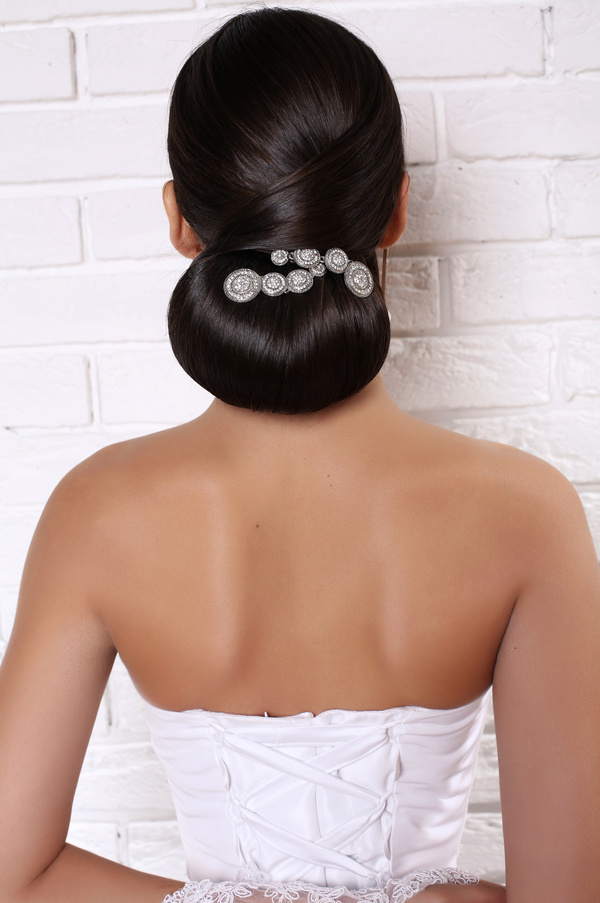 Beautiful brides hairstyle Stock Photo