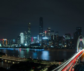 Beautiful modern city at night Stock Photo