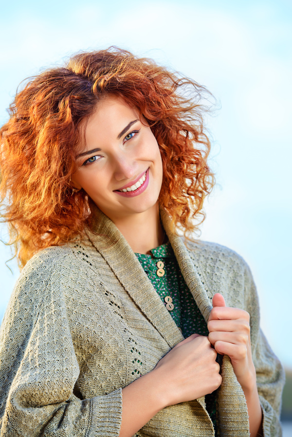 Beautiful red haired woman Stock Photo 05