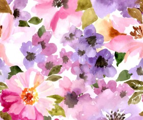 Beautiful watecolor flower pattern seamless vector 02