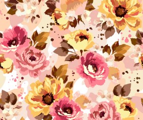 Beautiful watecolor flower pattern seamless vector 05
