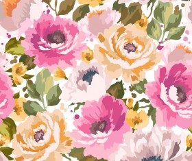 Beautiful watecolor flower pattern seamless vector 06