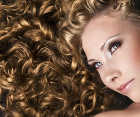 Beautiful woman with blond curly hair Stock Photo 02