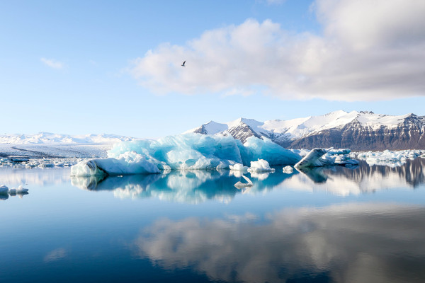 Big iceberg on calm lake Stock Photo