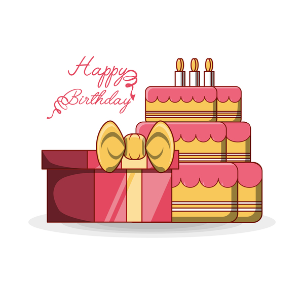 Birthday cake with birthday background vector