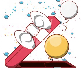 Birthday gift box with balloon vectors