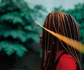 Black girl with fashion hairstyle Stock Photo