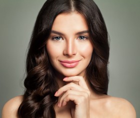 Black hair curly hair female model Stock Photo 01