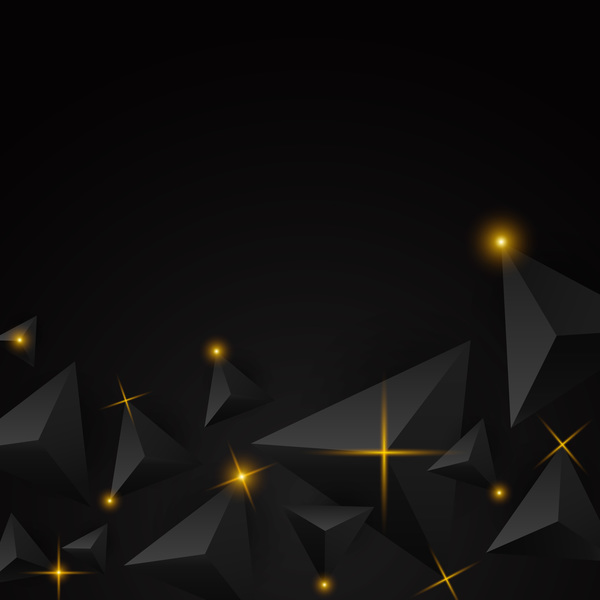 Black triangle background with star light vector 02