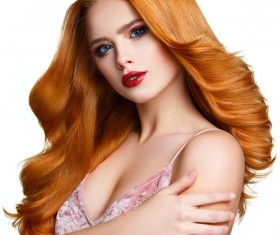 Blonde curly hair female model Stock Photo 02