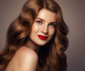 Blonde curly hair female model Stock Photo 03