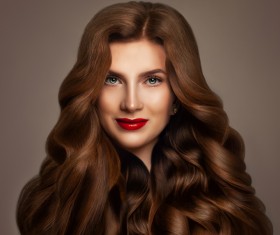 Blonde curly hair female model Stock Photo 04