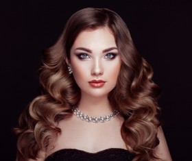 Blonde curly hair female model Stock Photo 06