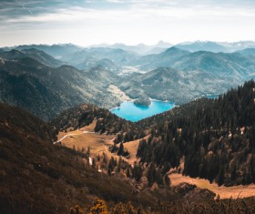 Blue lake in the valley Stock Photo