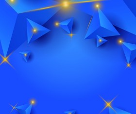 Blue triangle background with star light vector 01