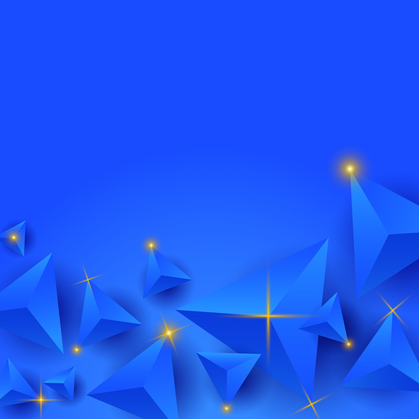 Blue triangle background with star light vector 02