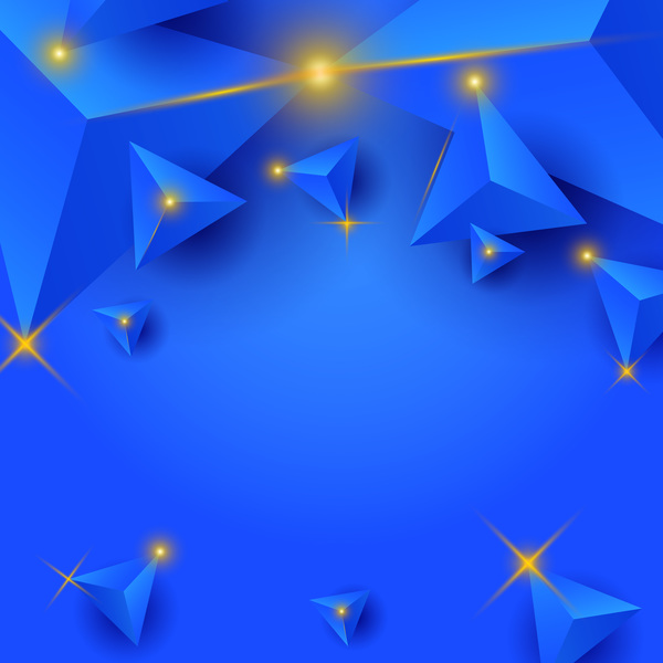 Blue triangle background with star light vector 03