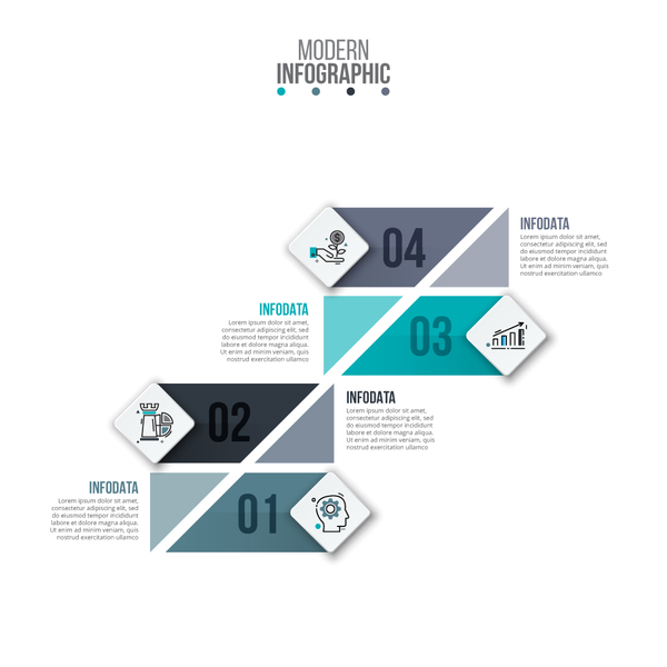 Blue with gray infographic vectors material 07
