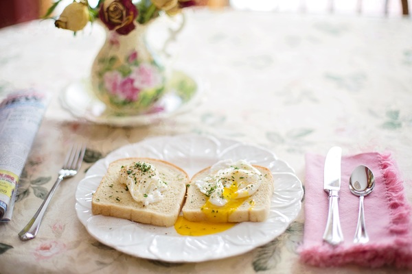 Bread omelet breakfast Stock Photo