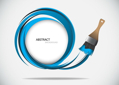 Brush with blue abstract background vector