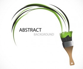 Brush with green paint background vector