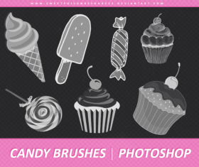 Candy with cup cake Photoshop Brushes