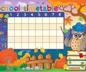 Cartoon school timetable composition vector template 01