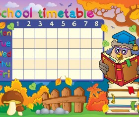 Cartoon school timetable composition vector template 02