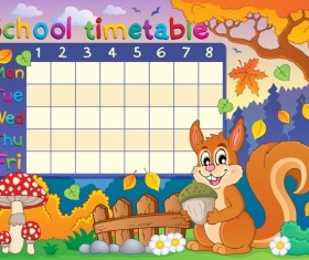 Cartoon school timetable composition vector template 05