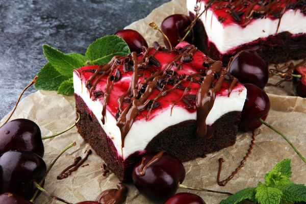 Cherry chocolate cake Stock Photo