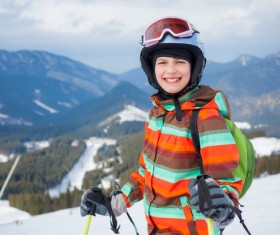 Children having fun in ski resort Stock Photo 02