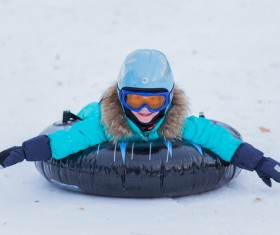 Children having fun in ski resort Stock Photo 03