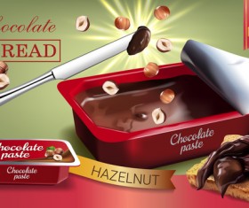 Chocolate paste poster vector template 02