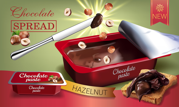 Chocolate paste poster vector template 02