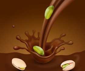 Chocolate splash with pistachio vector