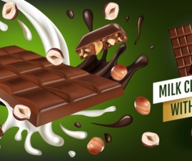 Chocolate sweet food ads poster template vector 02