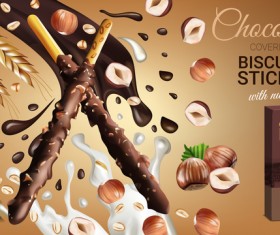 Chocolate sweet food ads poster template vector 06