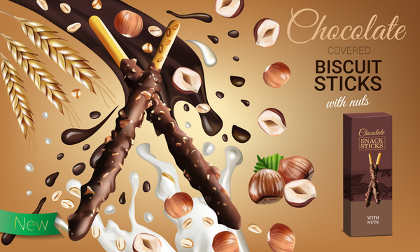 Chocolate sweet food ads poster template vector 06