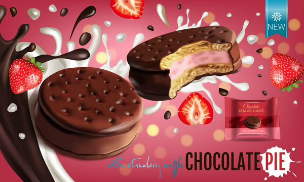 Chocolate sweet food ads poster template vector 11