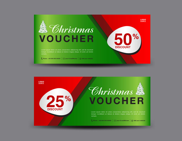 Christmas Voucher coupon card template vector 03