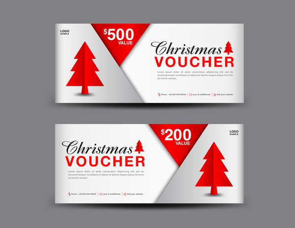 Christmas Voucher coupon card template vector 04