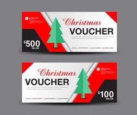 Christmas Voucher coupon card template vector 06